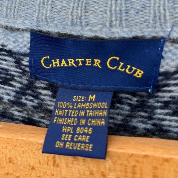 Vintage Charter Club Nordic 100% Lambswool Zip Up Sweater Sz Medium - Picture 12 of 13